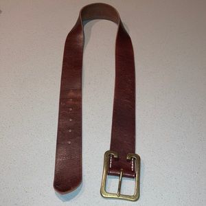 Vintage Genuine Leather Belt Brass Buckle